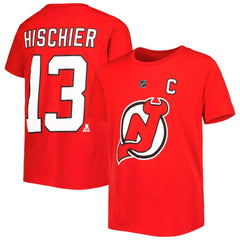 Nico Hischier New Jersey Devils Youth Player Name & Number T-Shirt Red