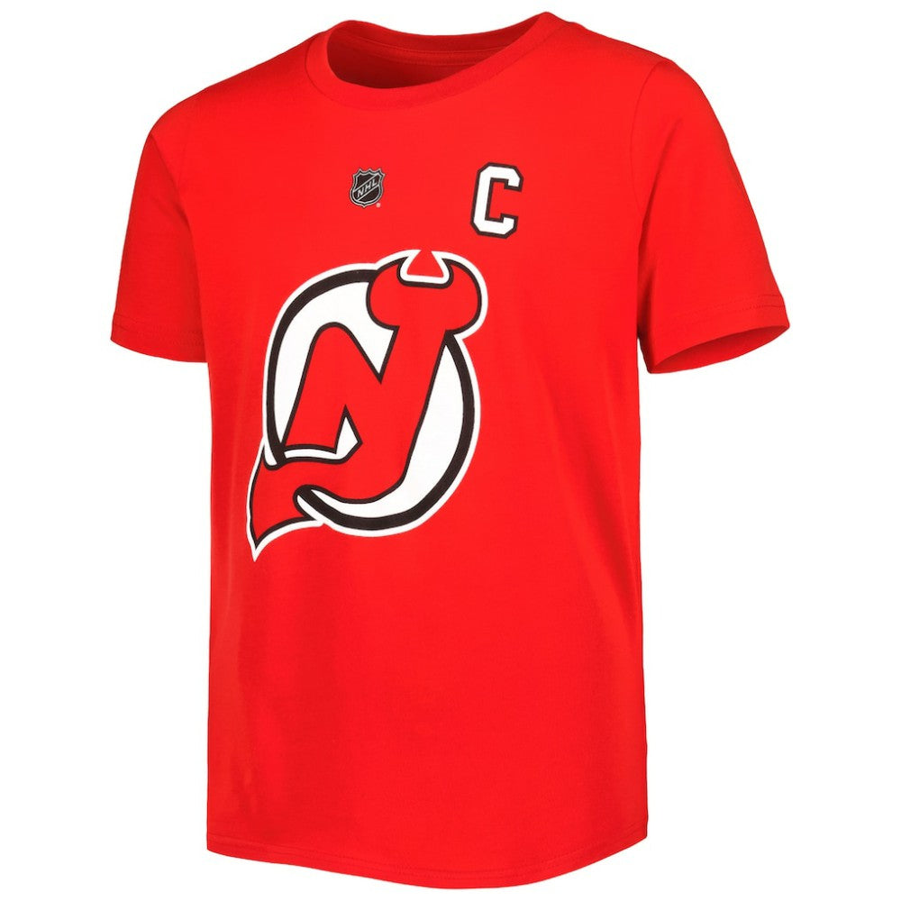 Nico Hischier New Jersey Devils Youth Player Name & Number T-Shirt Red