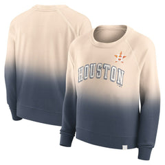 Houston Astros Women's Luxe Lounge Arch Raglan Pullover Sweatshirt - Tan/Navy