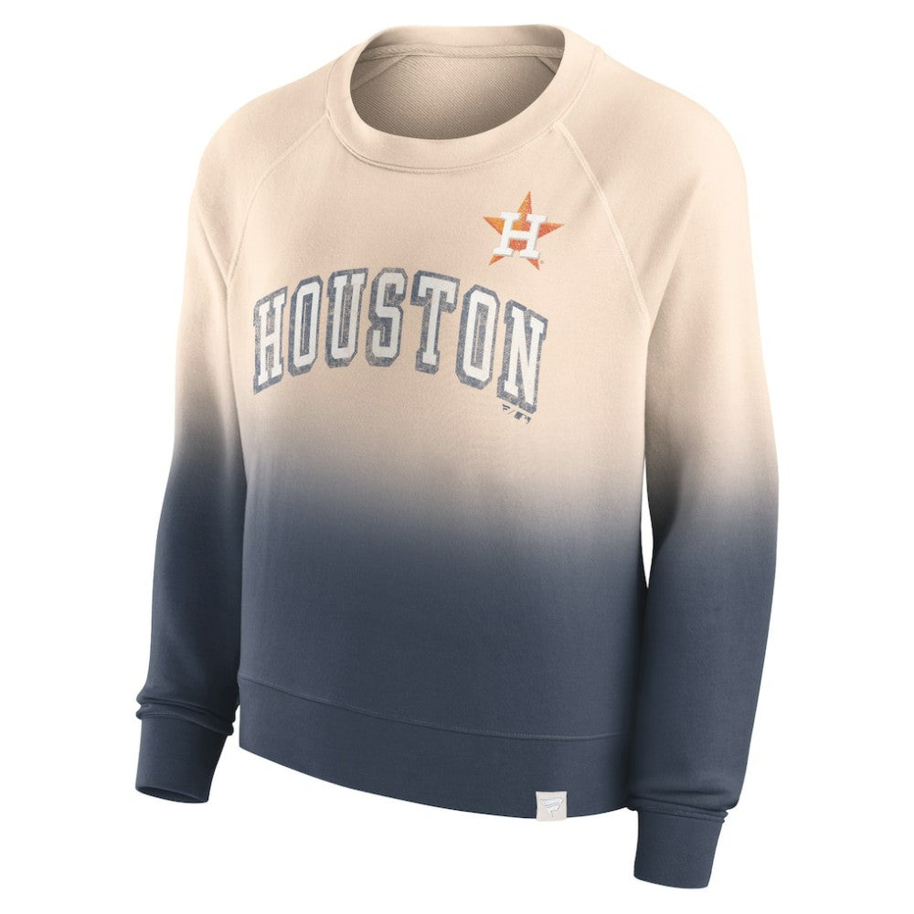 Houston Astros Women's Luxe Lounge Arch Raglan Pullover Sweatshirt - Tan/Navy