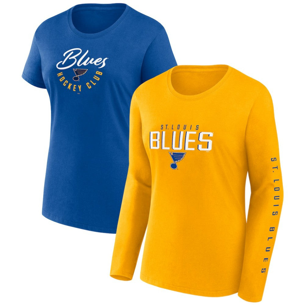 St. Louis Blues Fanatics Women's Long and Short Sleeve Two-Pack T-Shirt Set Blue