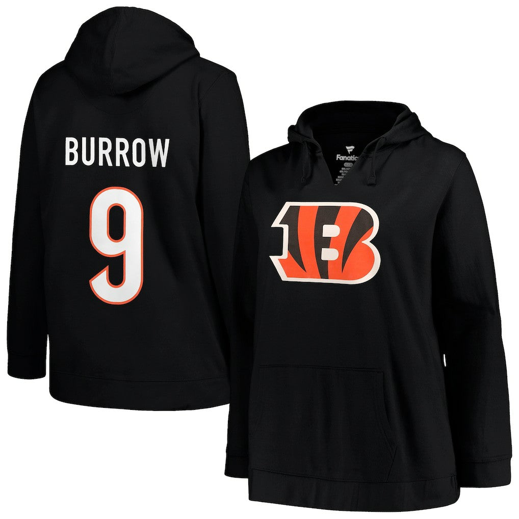 Joe Burrow Cincinnati Bengals Profile Women's Plus Size Player Name & Number Pullover Hoodie - Black for sale
