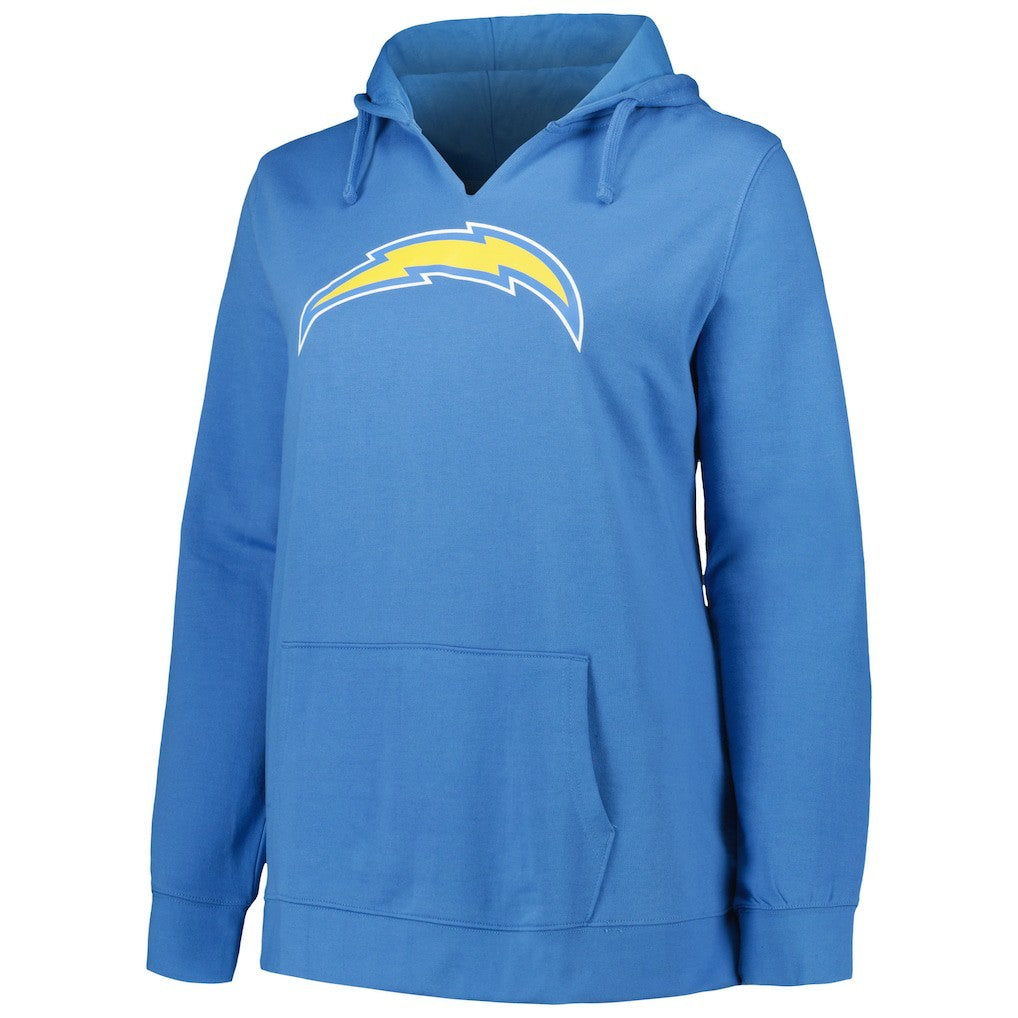 Justin Herbert Los Angeles Chargers Profile Women's Plus Size Player Name & Number Pullover Hoodie - Powder Blue discount