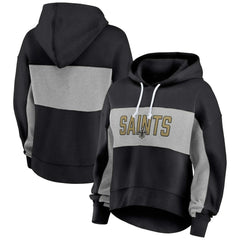 New Orleans Saints Women's Filled Stat Sheet Lighweight Modest Crop Hoodie - Black sale
