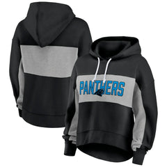 Carolina Panthers Women's Filled Stat Sheet Lighweight Modest Crop Hoodie - Black outlet