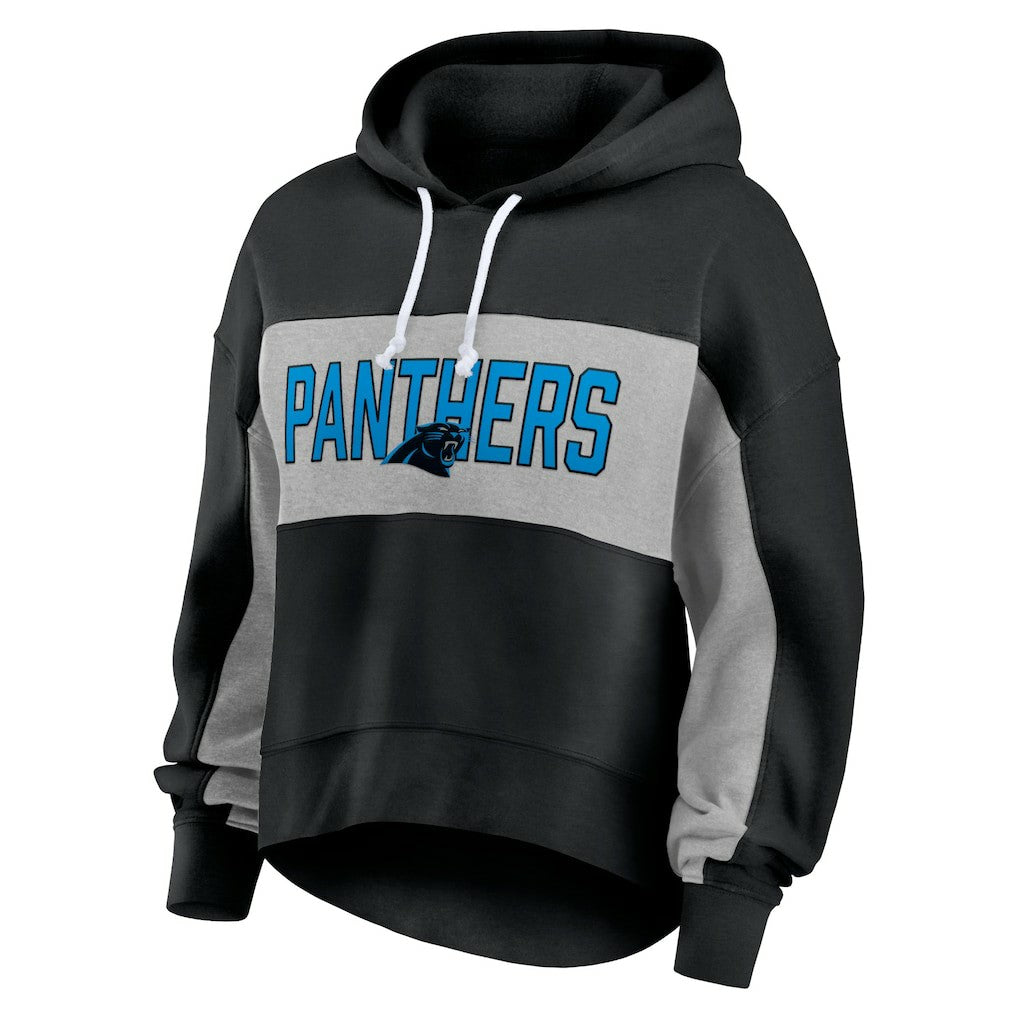 Carolina Panthers Women's Filled Stat Sheet Lighweight Modest Crop Hoodie - Black outlet