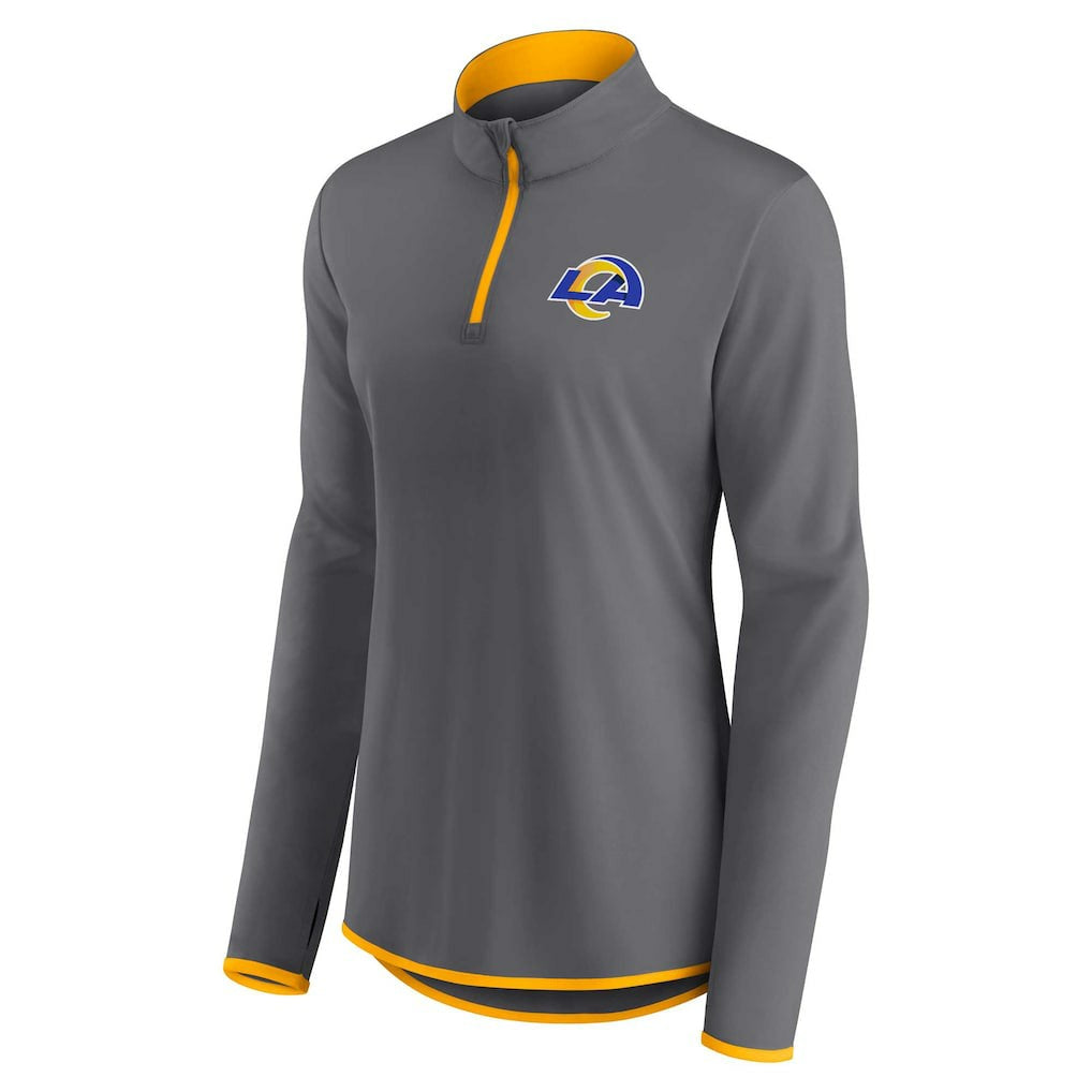 Los Angeles Rams Women's Adult Corner Long Sleeve 1/4 Zip Top - Gray sale