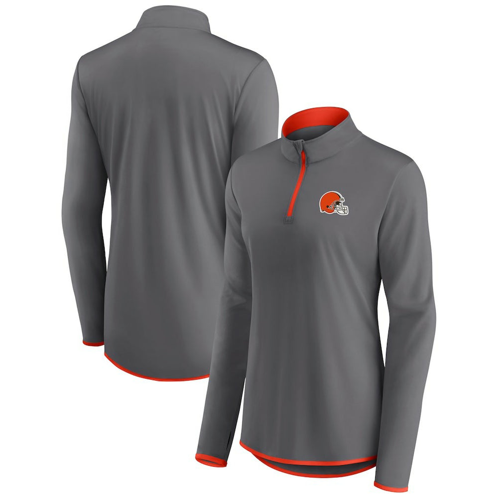 Cleveland Browns Women's Adult Corner Long Sleeve 1/4 Zip Top - Gray sale