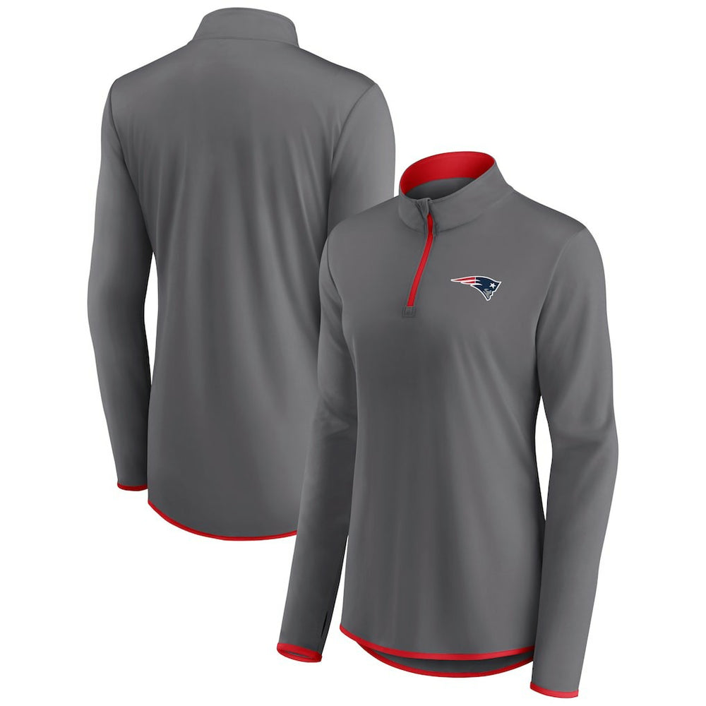 New England Patriots Women's Adult Corner Long Sleeve 1/4 Zip Top - Gray for sale