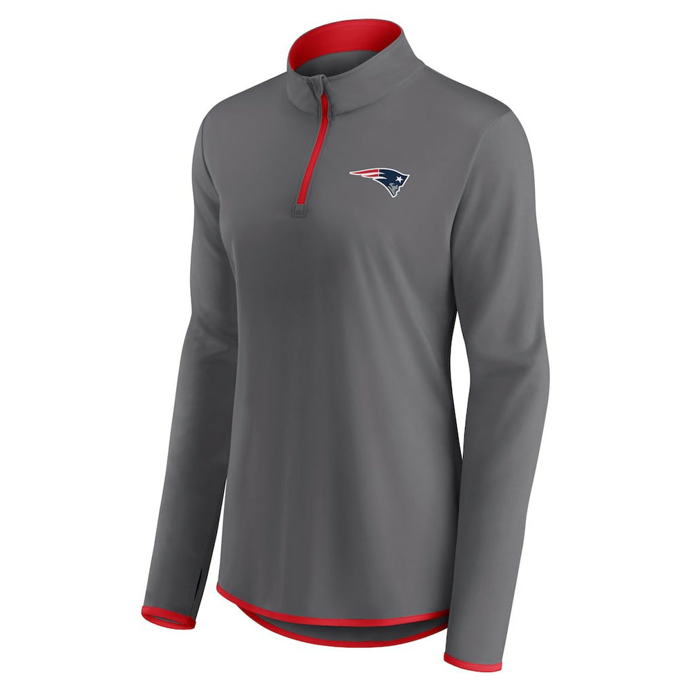New England Patriots Women's Adult Corner Long Sleeve 1/4 Zip Top - Gray for sale