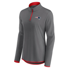 New England Patriots Women's Adult Corner Long Sleeve 1/4 Zip Top - Gray for sale