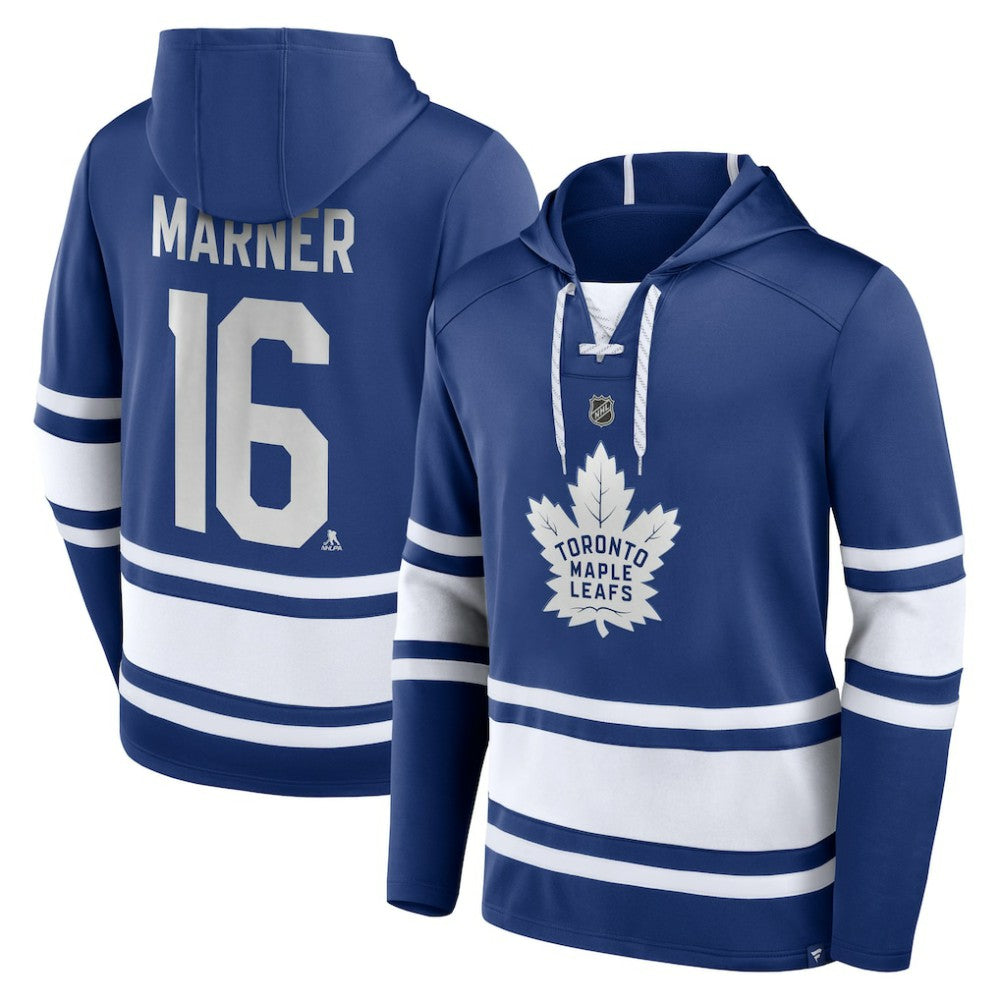 Mitch Marner Toronto Maple Leafs Fanatics Name & Number Lace-Up Pullover Hoodie Blue