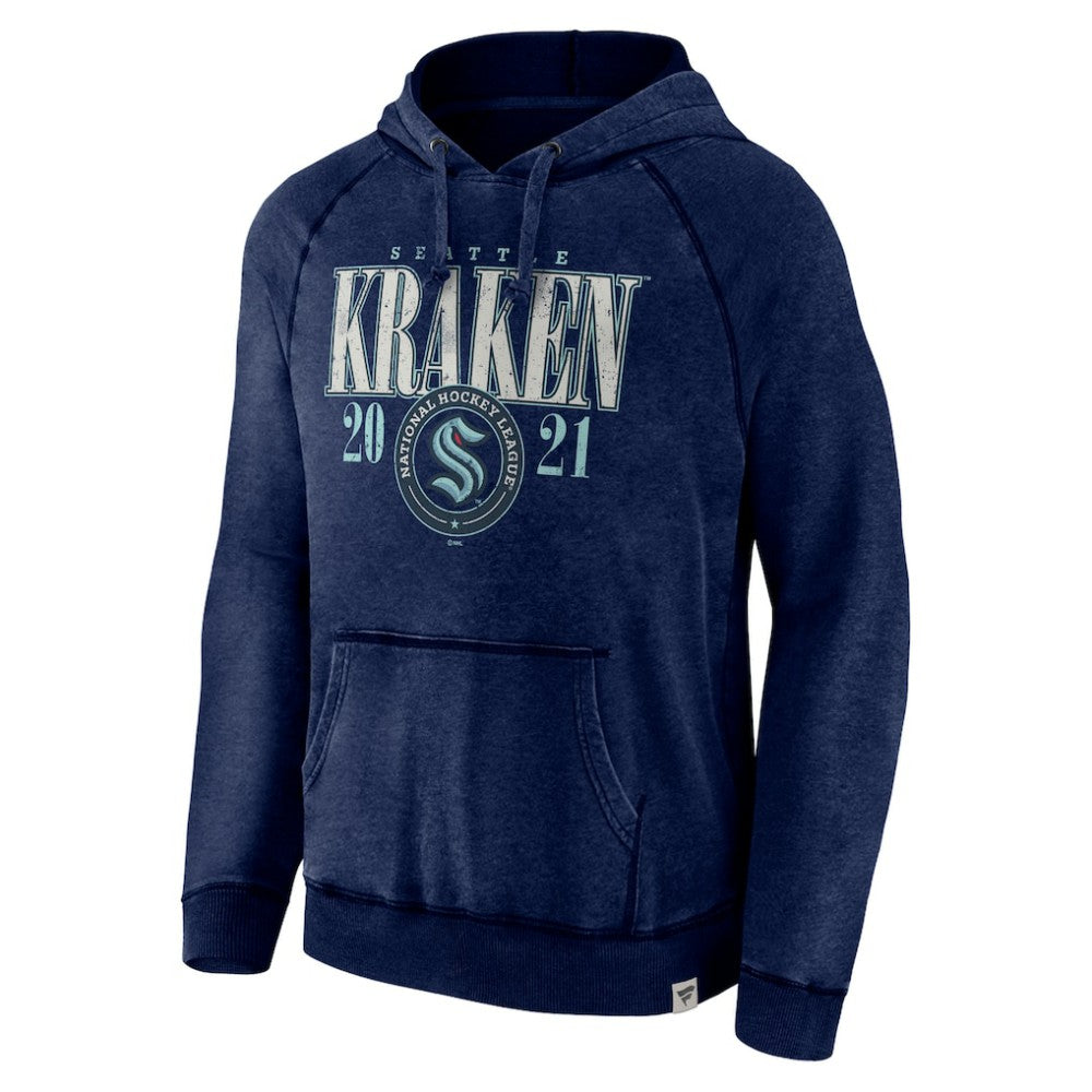 Seattle Kraken Fanatics Shoulder-To-Shoulder Raglan Pullover Hoodie Heather Deep Sea Blue