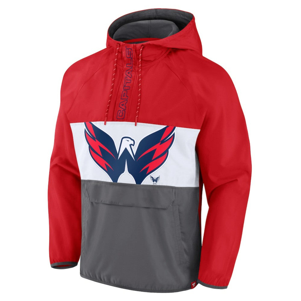 Washington Capitals Fanatics Flagrant Foul Anorak Raglan Half-Zip Hoodie Jacket Red