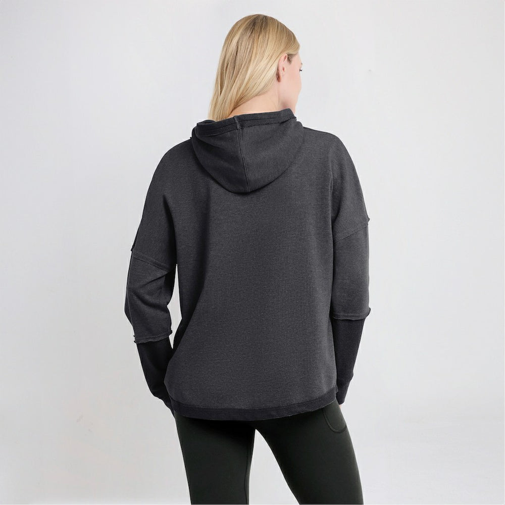 New Orleans Saints Women's Lightewight Modest Crop Lounge Helmet Arch Pullover Hoodie - Charcoal on sale