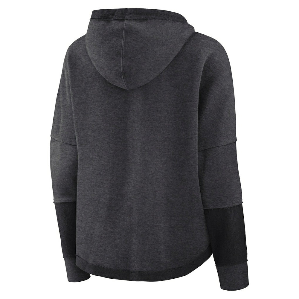 Las Vegas Raiders Women's Lightewight Modest Crop Lounge Helmet Arch Pullover Hoodie - Charcoal discount