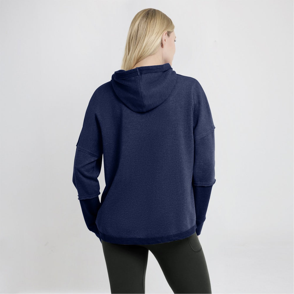 Tennessee Titans Women's Lightewight Modest Crop Lounge Helmet Arch Pullover Hoodie - Navy on sale