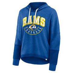 Los Angeles Rams Women's Lightewight Modest Crop Lounge Helmet Arch Pullover Hoodie - Royal sale