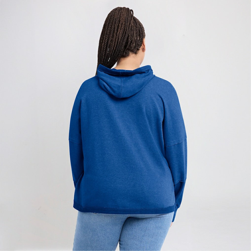 Los Angeles Rams Women's Lightewight Modest Crop Lounge Helmet Arch Pullover Hoodie - Royal sale