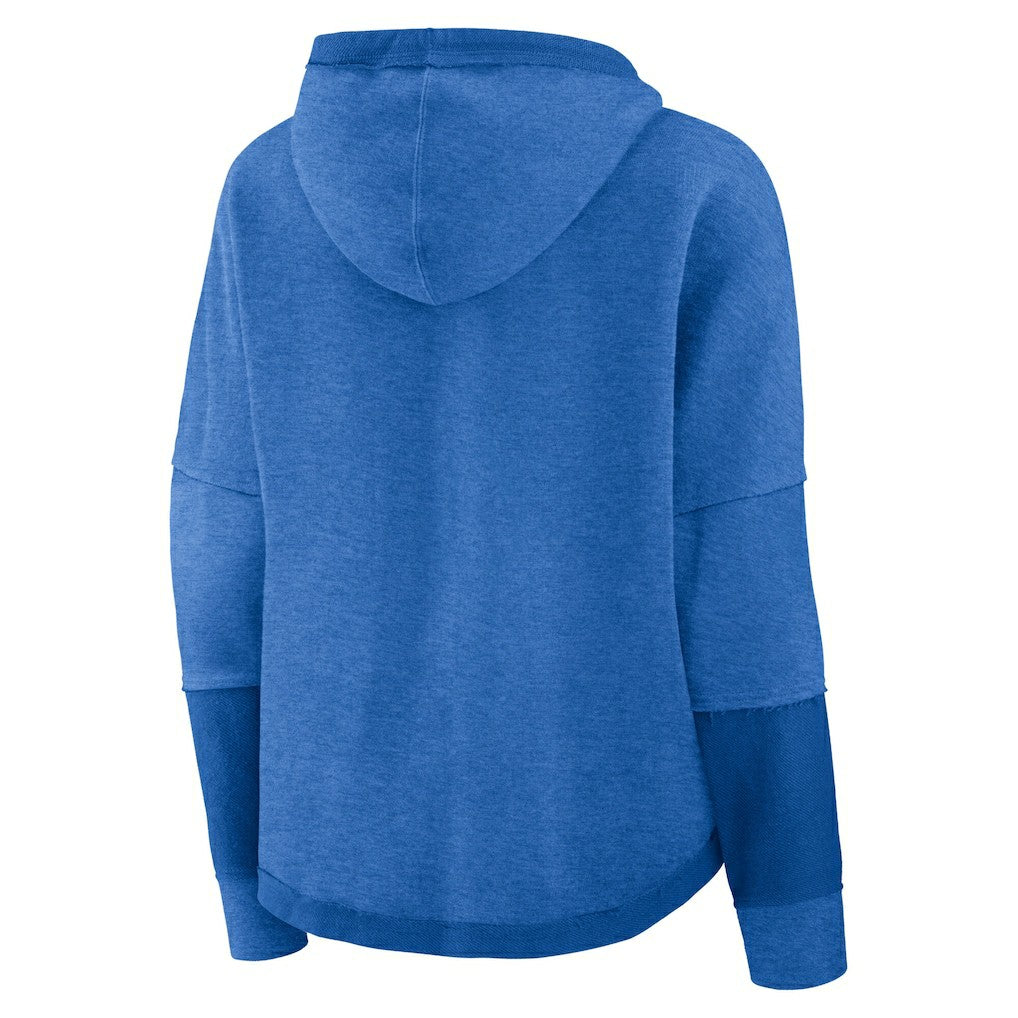 Los Angeles Chargers Women's Lightewight Modest Crop Lounge Helmet Arch Pullover Hoodie - Powder Blue cheap