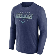 Seattle Kraken Fanatics Long Sleeve T-Shirt Heather Deep Sea Blue