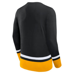 Boston Bruins Fanatics Back Pass Lace-Up Long Sleeve T-Shirt Black