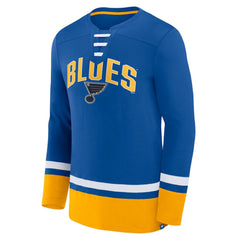 St. Louis Blues Fanatics Back Pass Lace-Up Long Sleeve T-Shirt Blue