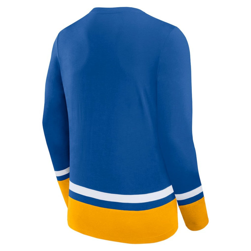 St. Louis Blues Fanatics Back Pass Lace-Up Long Sleeve T-Shirt Blue