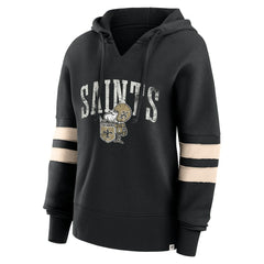 New Orleans Saints Women's Bold Move Dolman V-Neck Hip HIp Hoodie - Black on sale