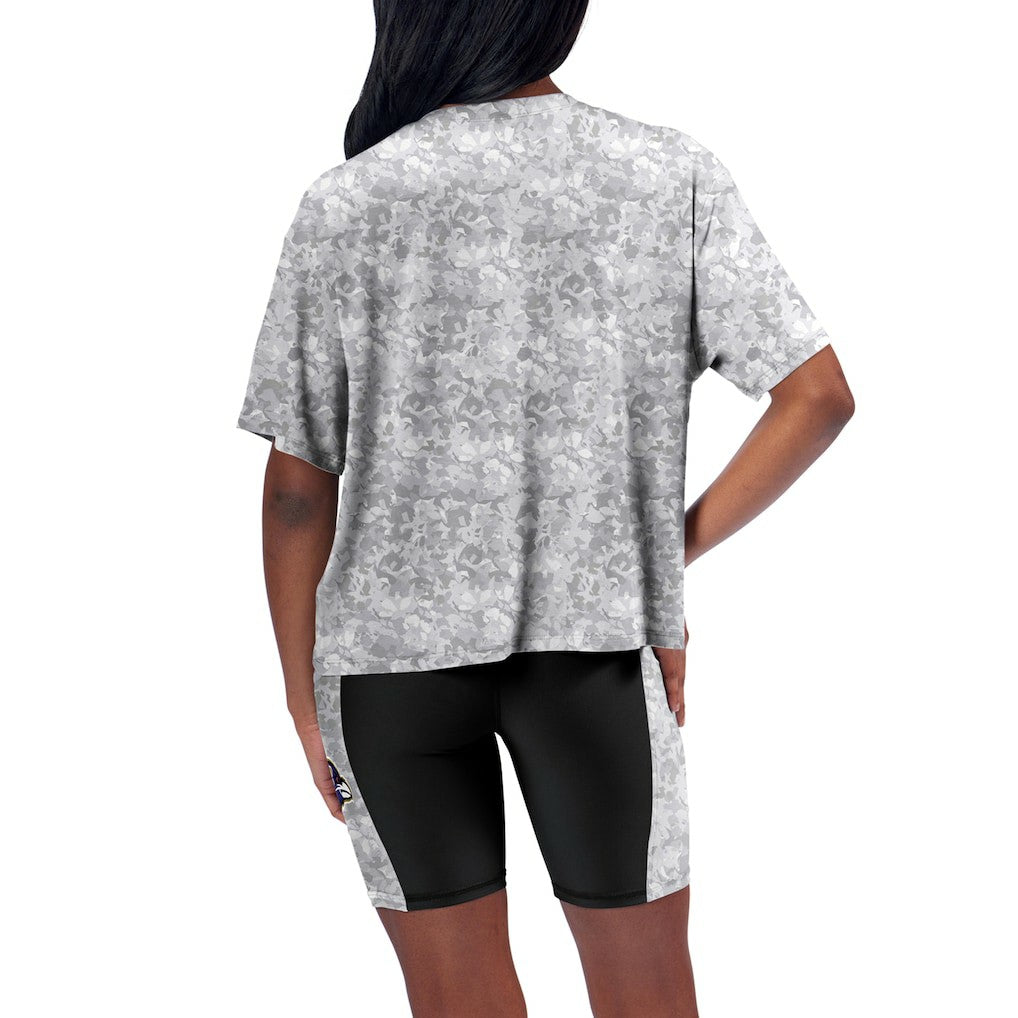 Baltimore Ravens Certo Women's Cropped Turnout T-Shirt - Gray on sale
