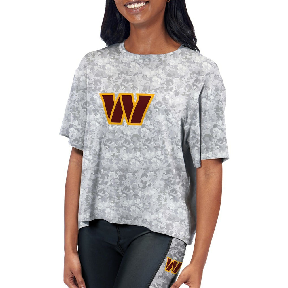 Washington Commanders Certo Women's Cropped Turnout T-Shirt - Gray cheap