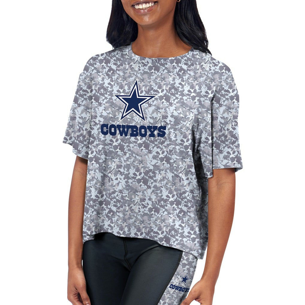 Dallas Cowboys Certo Women's Cropped Turnout T-Shirt - Navy on sale