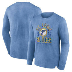 St. Louis Blues Fanatics Keep The Zone Long Sleeve T-Shirt Heather Blue