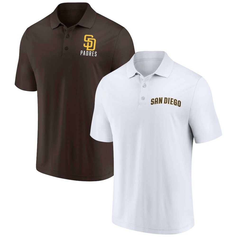 San Diego Padres Two-Pack Logo Lockup Polo Set - Brown/White