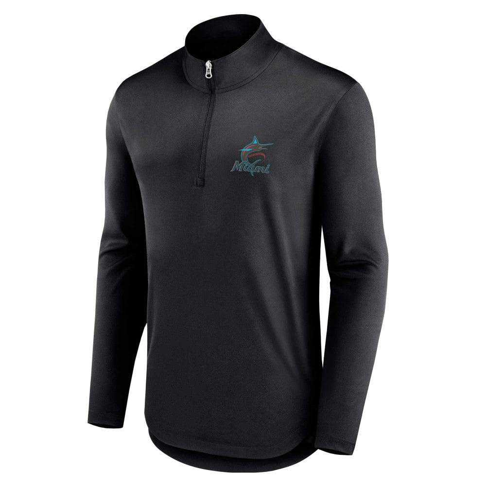Miami Marlins Quarterback Quarter-Zip Top - Black