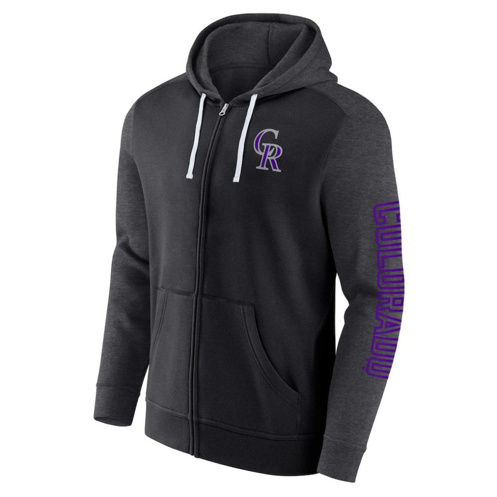 Colorado Rockies Offensive Line Up Lightweight Full-Zip Hoodie - Black