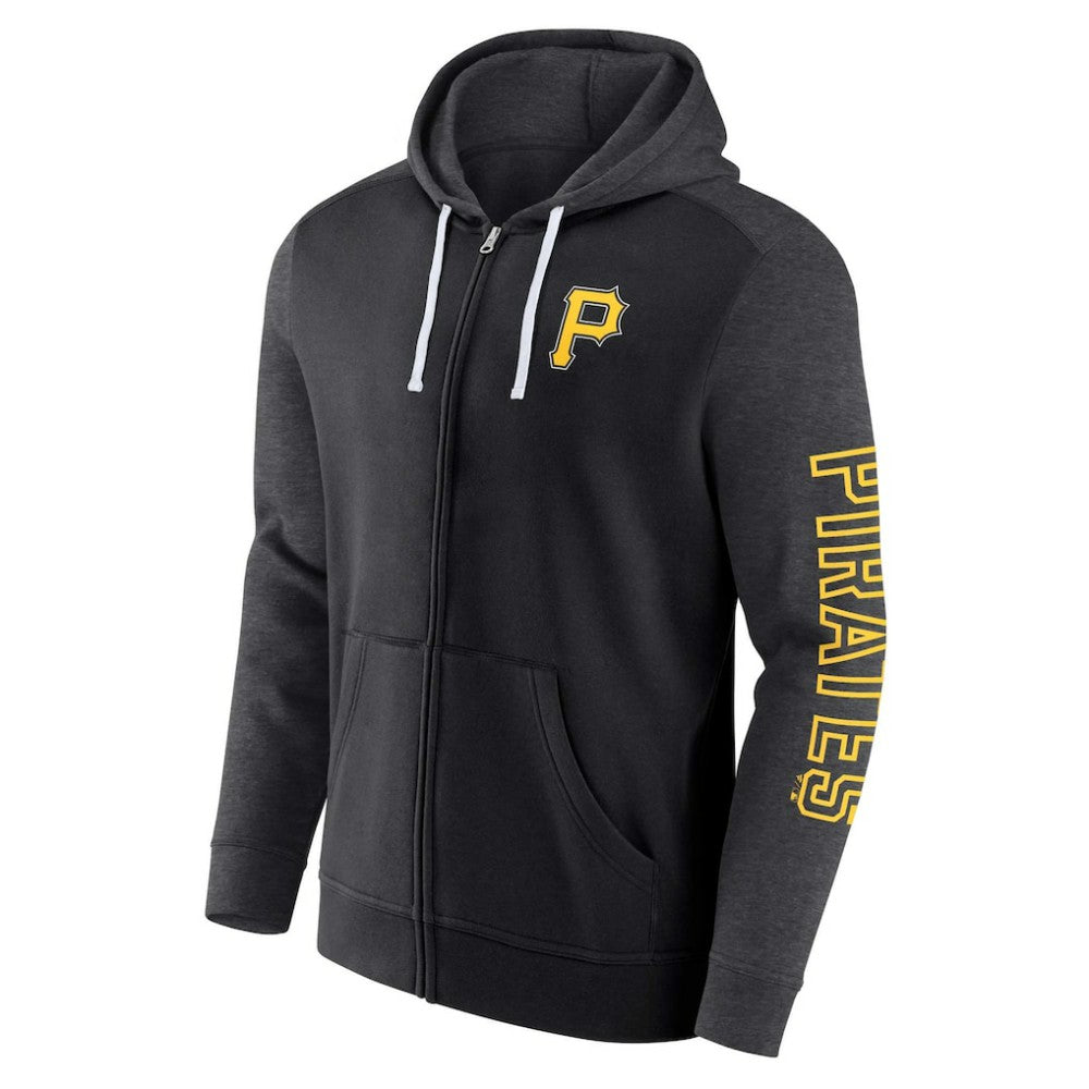 Pittsburgh Pirates Offensive Line Up Lightweight Full-Zip Hoodie - Black