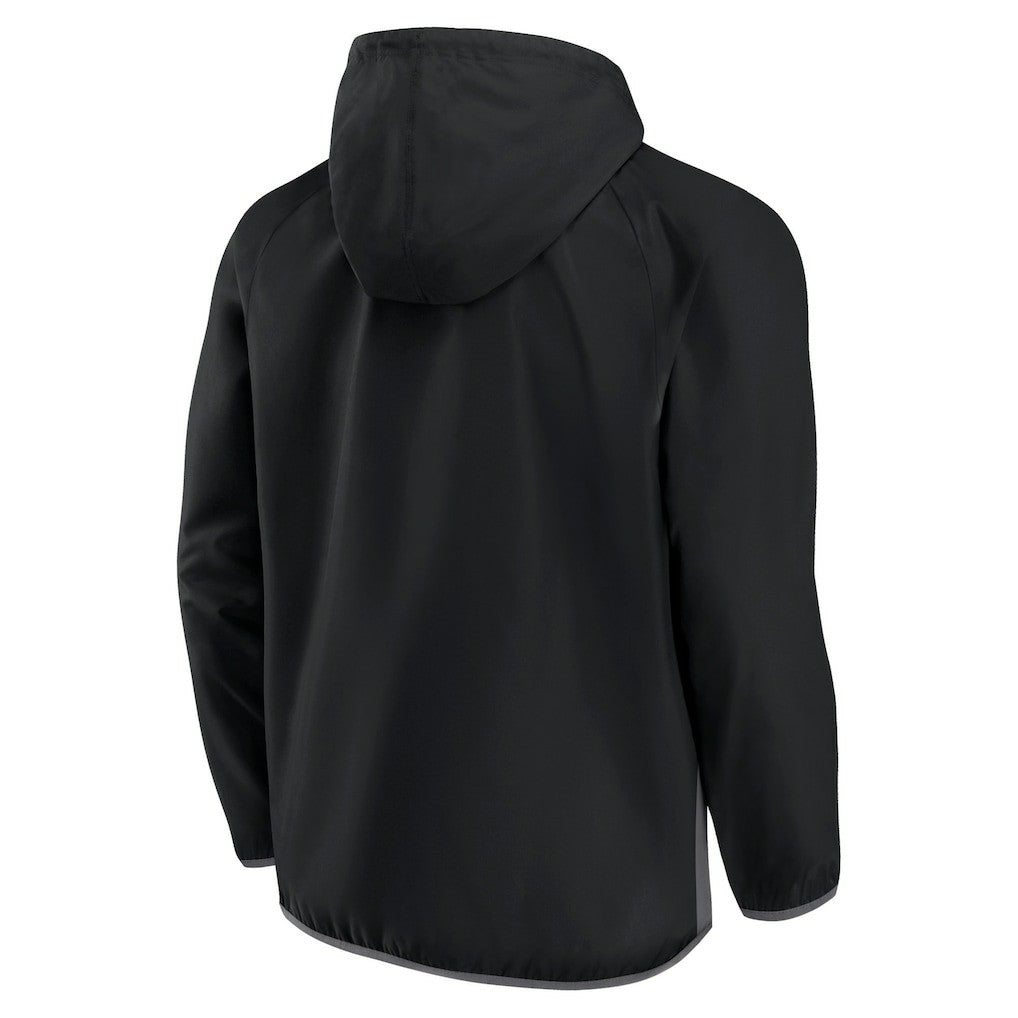 Brooklyn Nets Anorak Flagrant Foul Color-Block Raglan Hoodie Half-Zip Jacket - Black/Gray | Fanatics for sale