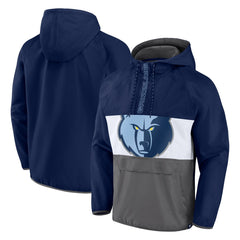Memphis Grizzlies Anorak Flagrant Foul Color-Block Raglan Hoodie Half-Zip Jacket - Navy/Gray | Fanatics for sale