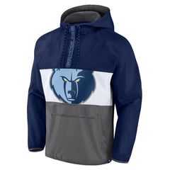 Memphis Grizzlies Anorak Flagrant Foul Color-Block Raglan Hoodie Half-Zip Jacket - Navy/Gray | Fanatics for sale