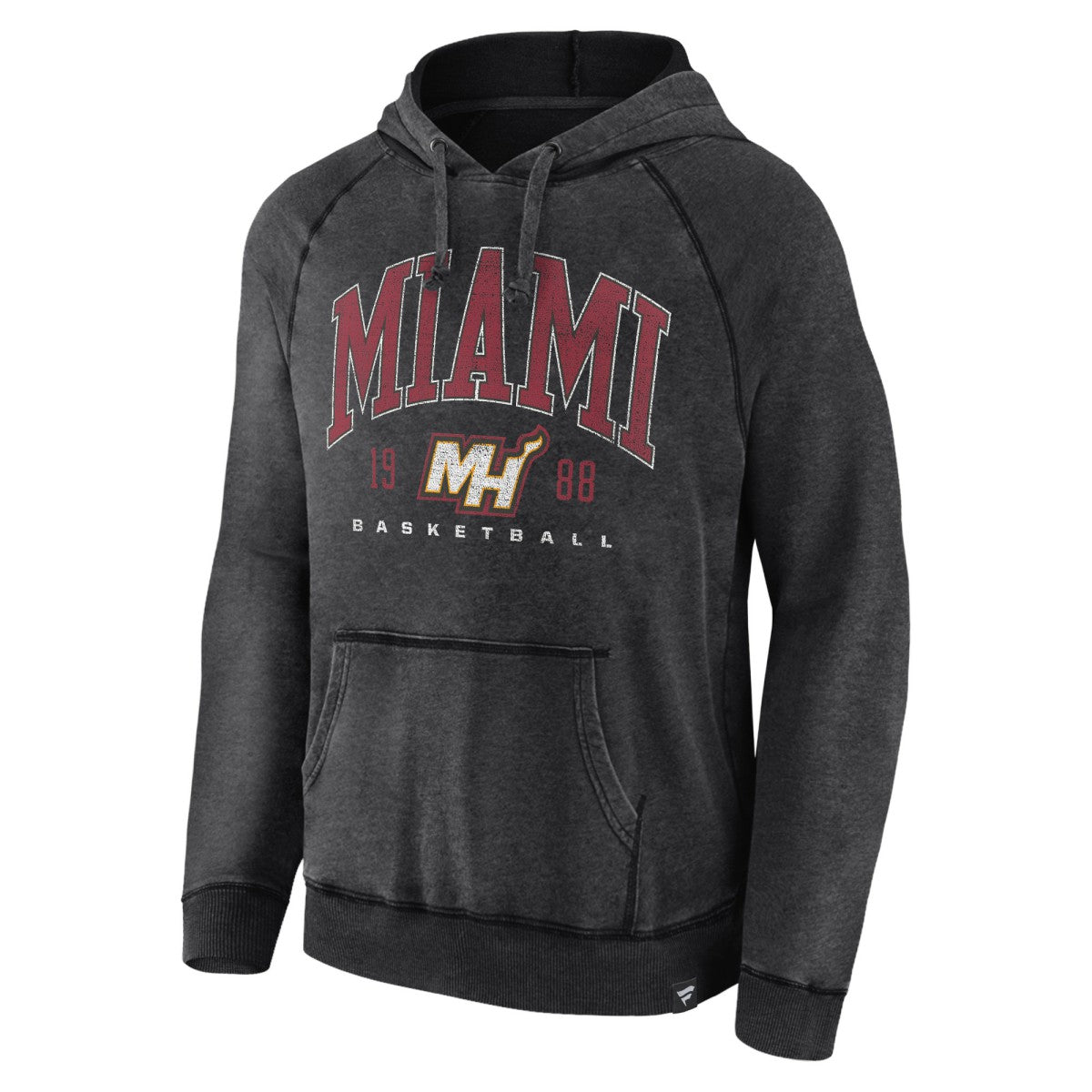 Miami Heat Foul Trouble Snow Wash Raglan Pullover Hoodie - Heather Charcoal | Fanatics for sale