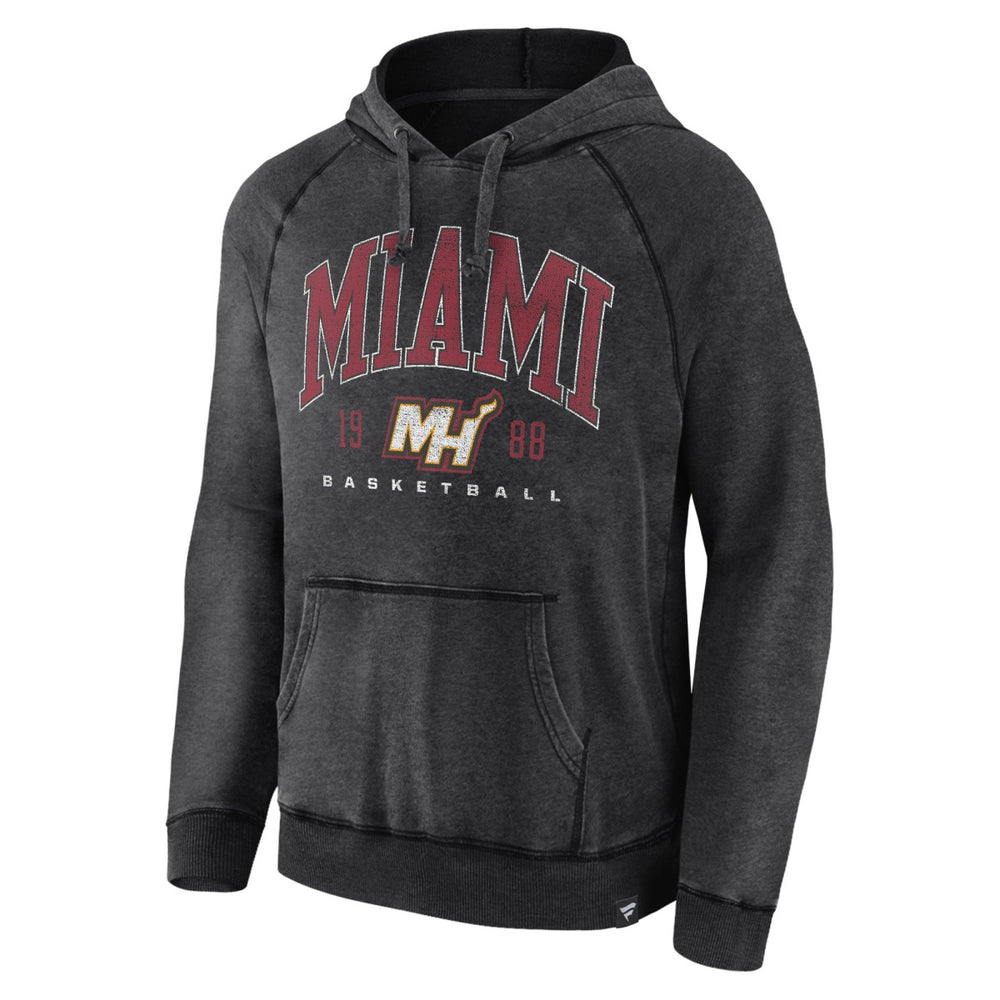 Miami Heat Foul Trouble Snow Wash Raglan Pullover Hoodie - Heather Charcoal | Fanatics for sale