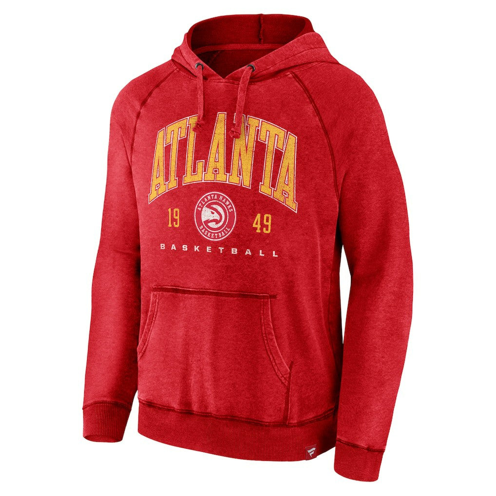 Atlanta Hawks Foul Trouble Snow Wash Raglan Pullover Hoodie - Heather Red | Fanatics shop