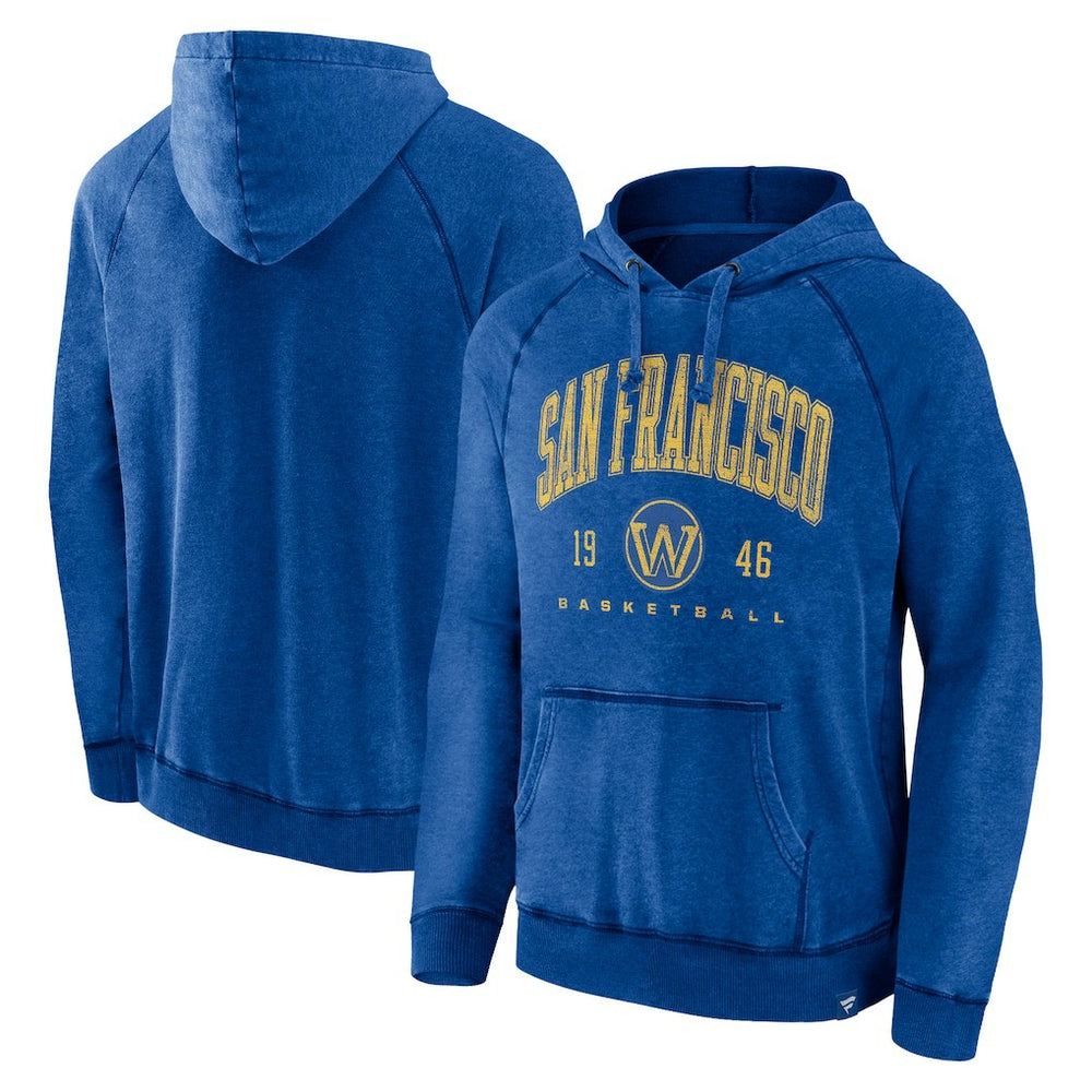 Golden State Warriors Foul Trouble Snow Wash Raglan Pullover Hoodie sale - Heather Royal | Fanatics for sale