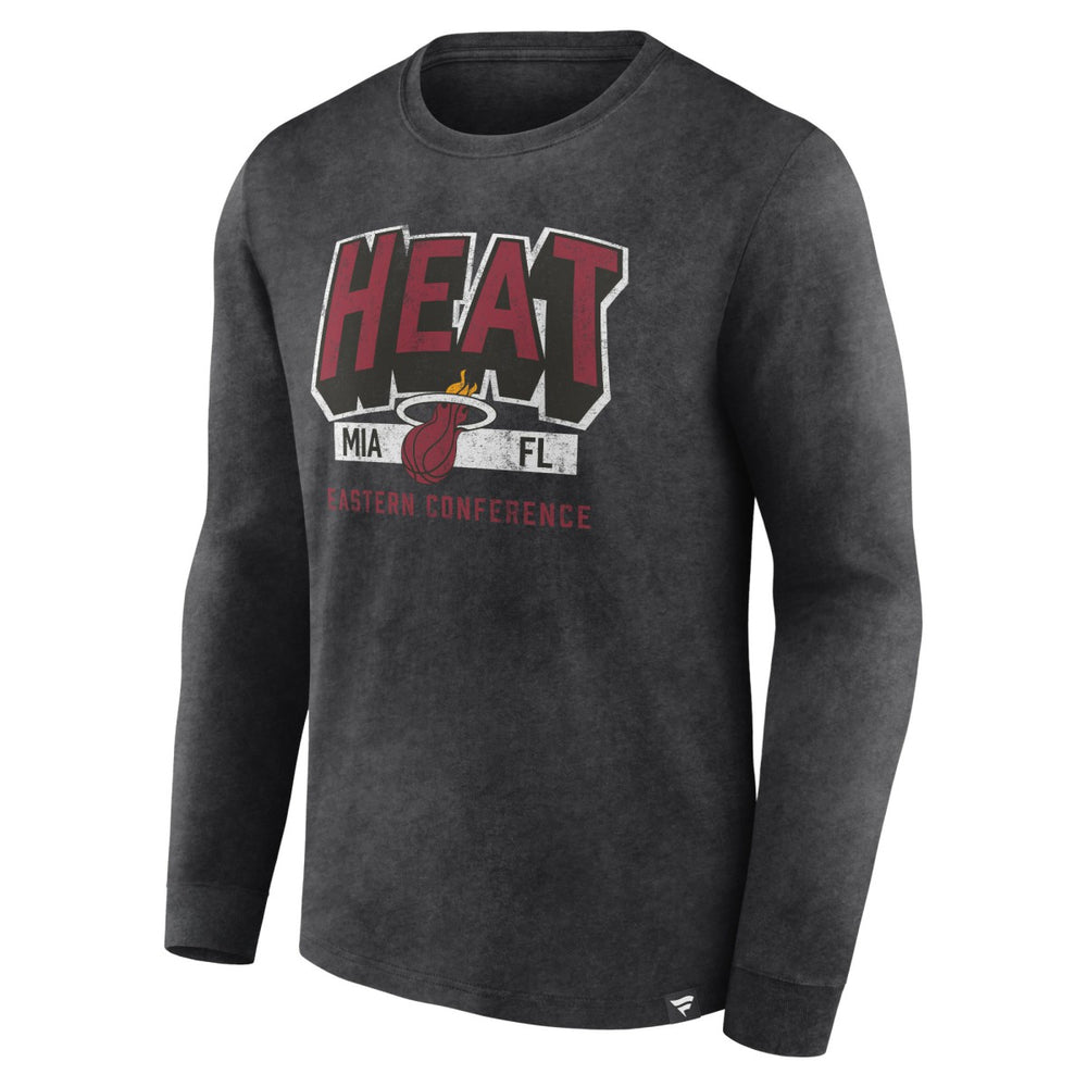 Miami Heat Front Court Press Snow Wash Long Sleeve T-Shirt - Heather Charcoal | Fanatics shop