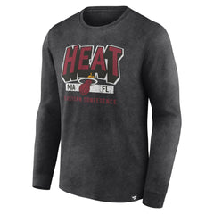 Miami Heat Front Court Press Snow Wash Long Sleeve T-Shirt - Heather Charcoal | Fanatics shop