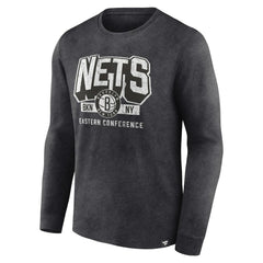 Brooklyn Nets Front Court Press Snow Wash Long Sleeve T-Shirt - Heather Charcoal | Fanatics sale