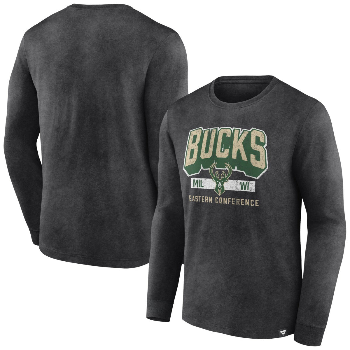 Milwaukee Bucks Front Court Press Snow Wash Long Sleeve T-Shirt - Heather Charcoal | Fanatics sale