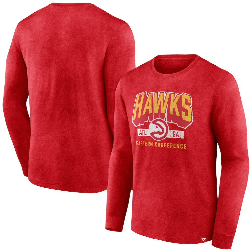 Atlanta Hawks Front Court Press Snow Wash Long Sleeve T-Shirt - Heather Red | Fanatics on sale