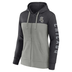 Chicago White Sox Women's City Ties Hoodie Full-Zip Sweatshirt - Heather Charcoal/Gray